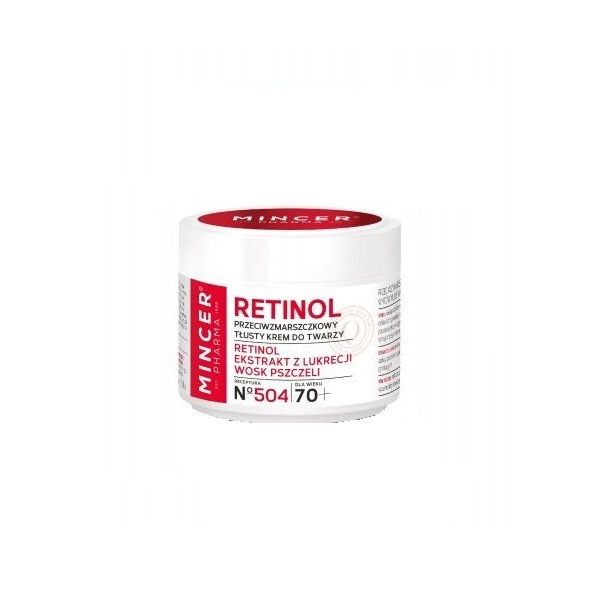 Mincer pharma retinol 70+ przeciwzmarszczkowy tłusty krem do twarzy no 504 50ml