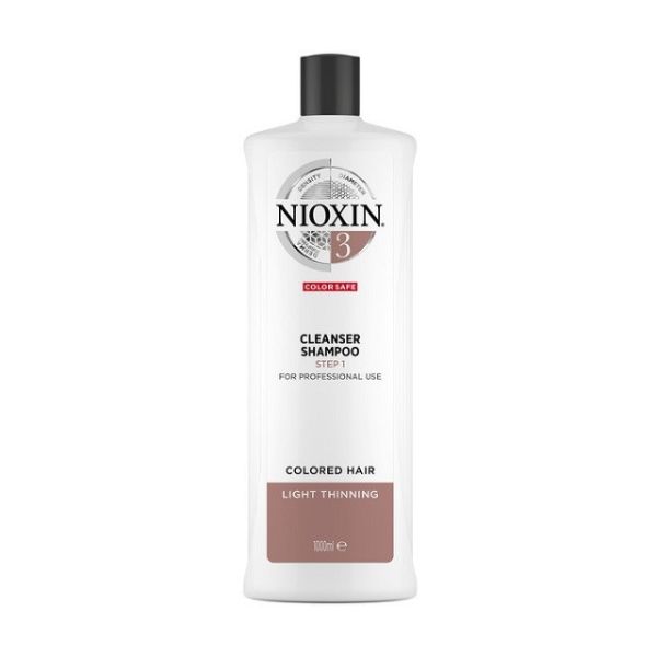 Nioxin system 3 cleanser shampoo oczyszczający szampon do włosów farbowanych lekko przerzedzonych 1000ml