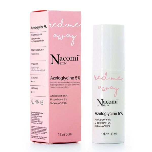 Nacomi next level azeloglicyna 5% kojące serum do twarzy do cery naczynkowej i z trądzikiem różowatym 30ml