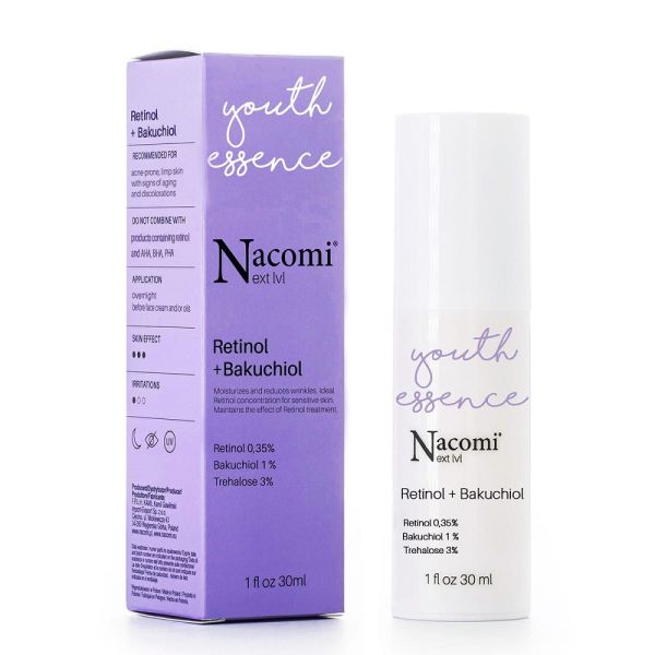 Nacomi next level retinol 0.35% + bakuchiol 1% przeciwstarzeniowe serum do twarzy 30ml