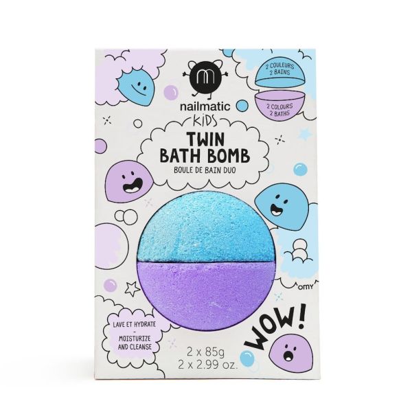 Nailmatic kids twin bath bomb podwójna kula do kąpieli dla dzieci blue/violet 170g