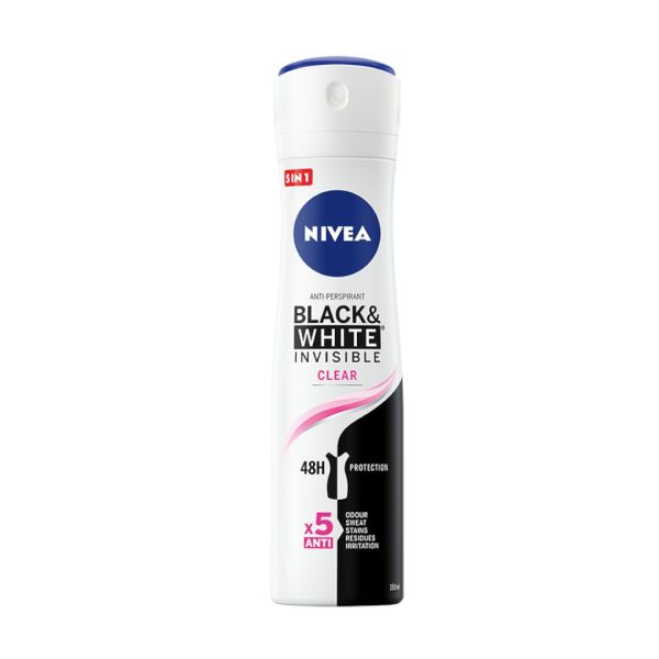 Nivea black&white invisible clear antyperspirant spray 150ml