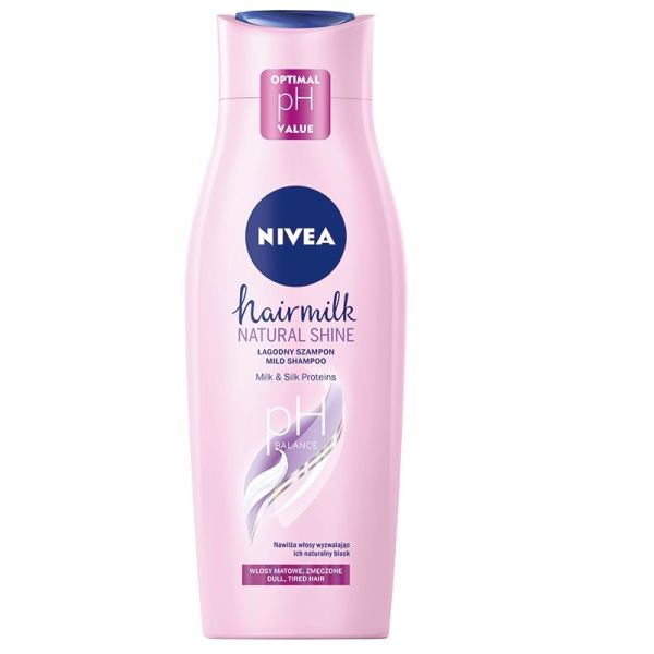 Nivea hairmilk natural shine łagodny szampon pielęgnujący do włosów matowych 400ml