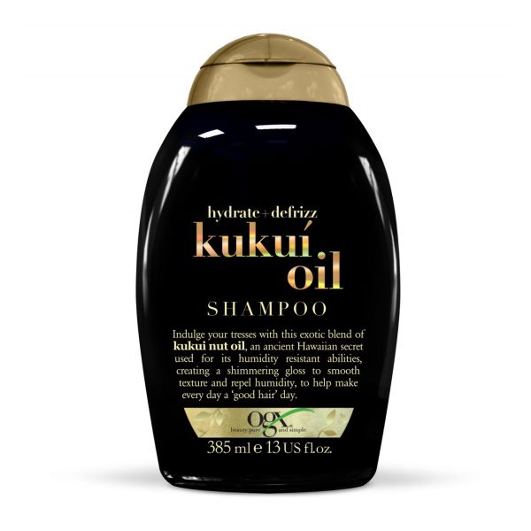 Ogx hydrate & defrizz + kukui oil shampoo szampon nawilżający z olejkiem z orzechów kukui 385ml