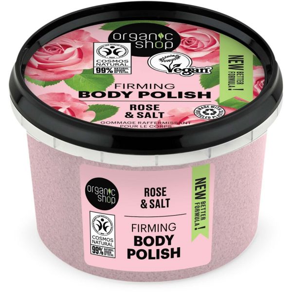 Organic shop firming body polish ujędrniająca pasta do ciała rose & salt 250ml
