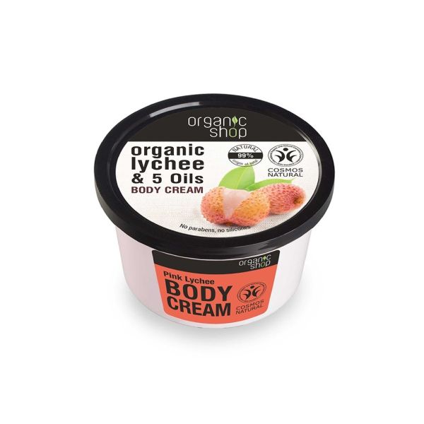 Organic shop pink lychee body cream odżywczy krem do ciała lychee & 5 oils 250ml