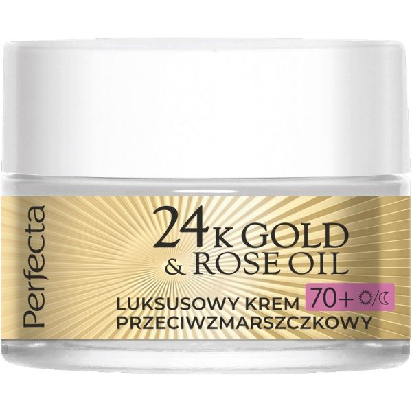 Perfecta 24k gold & rose oil luksusowy krem przeciwzmarszczkowy na dzień i na noc 70+ 50ml