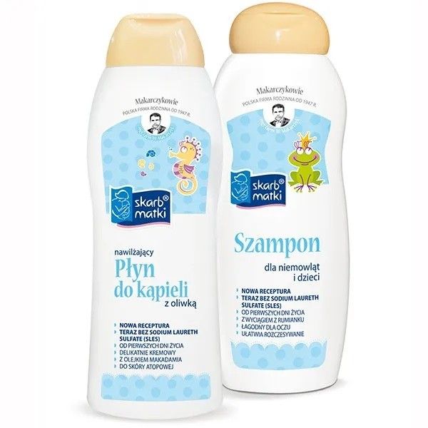 Skarb matki zestaw nawilżający płyn do kąpieli 250ml + szampon dla niemowląt i dzieci 250ml