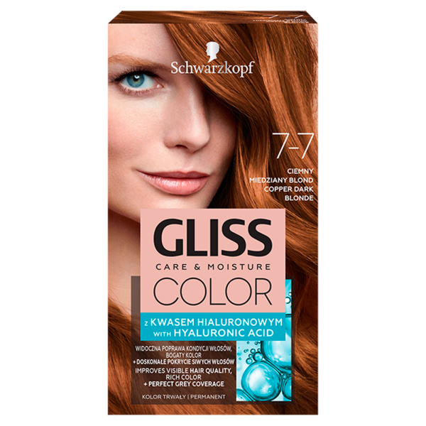 Gliss color care & moisture farba do włosów 7-7 ciemny miedziany blond