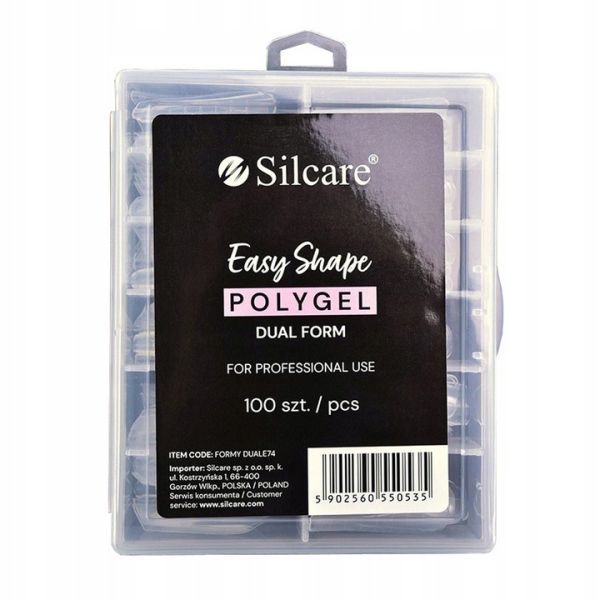 Silcare easy shape polygel formy do akrylożelu clear dual form 100szt.