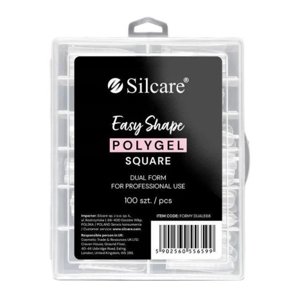 Silcare easy shape polygel formy do akrylożelu clear dual square 100szt.