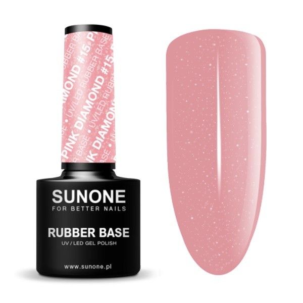 Sunone rubber base baza kauczukowa pink diamond 15 5ml
