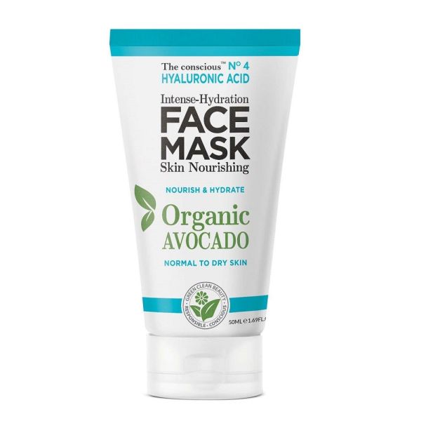 The conscious hyaluronic acid intensywnie nawilżająca maseczka do twarzy z organicznym awokado 50ml