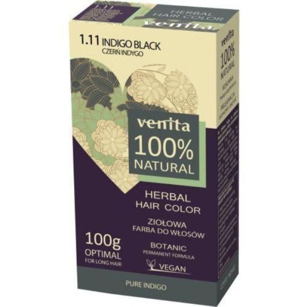 Venita herbal hair color ziołowa farba do włosów 1.11 czerń indygo 100g