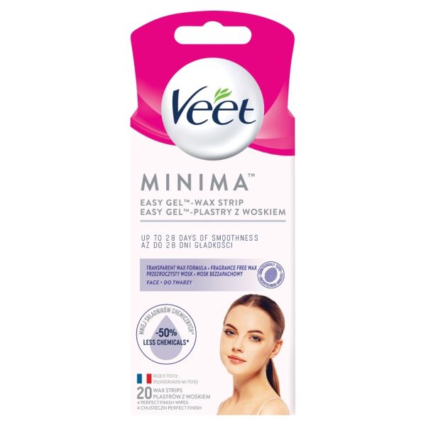 Veet minima easy-gel plastry z woskiem do twarzy 20szt