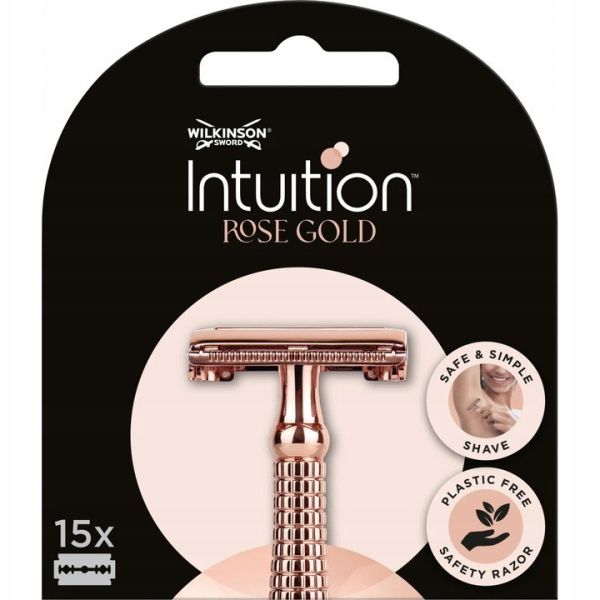 Wilkinson intuition rose gold żyletki do klasycznej maszynki do golenia dla kobiet 15szt
