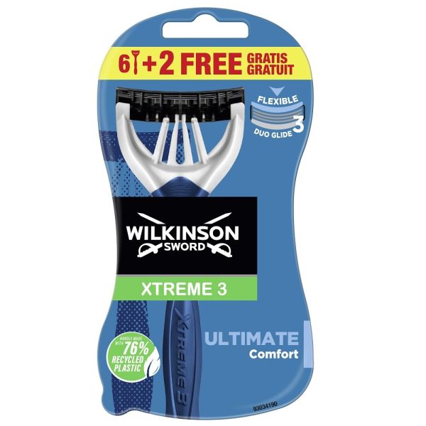 Wilkinson xtreme3 ultimate jednorazowe maszynki do golenia dla mężczyzn 8szt