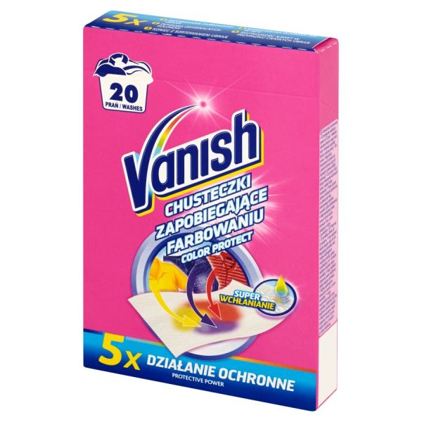 Vanish color protect chusteczki zapobiegające farbowaniu ubrań 20 prań (10 sztuk)